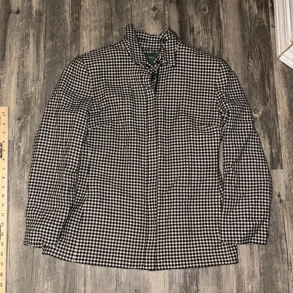 Ralph Lauren 100% Wool Jacket Houndstooth Women's Size 10 - Picture 3 of 7